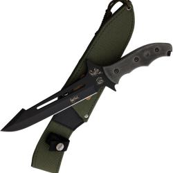 Couteau Linton Cutlery Fixed Blade Lame Acier Inoxydable Manche Micarta &Eacute;tui nylon vert L93042B