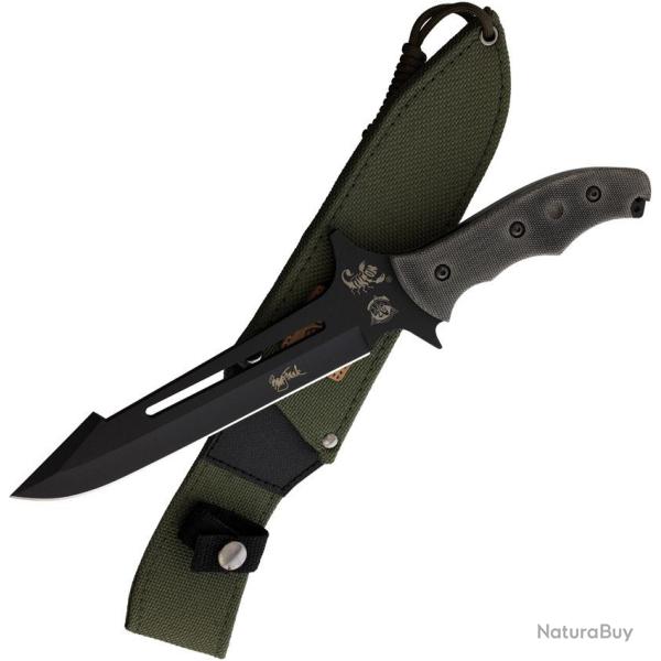 Couteau Linton Cutlery Fixed Blade Lame Acier Inoxydable Manche Micarta �tui nylon vert L93042B