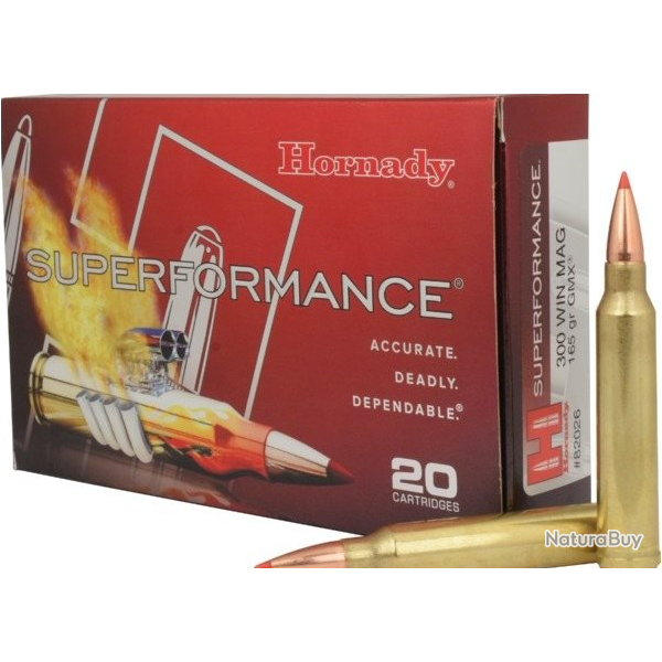 Cartouches Hornady GMX cal 300 win mag 165grs 10,7g