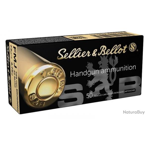 Cartouches Sellier Bellot 7,65 Browning 73grs 4,75g