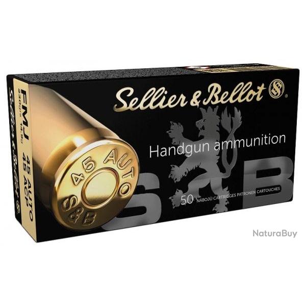 Cartouches Sellier Bellot 45acp FMJ 14,9g 230grs