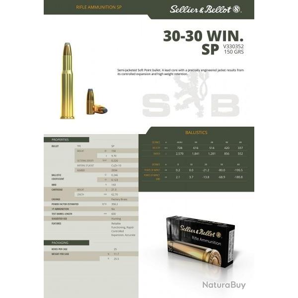 Cartouches Sellier bellot  30-30WIN