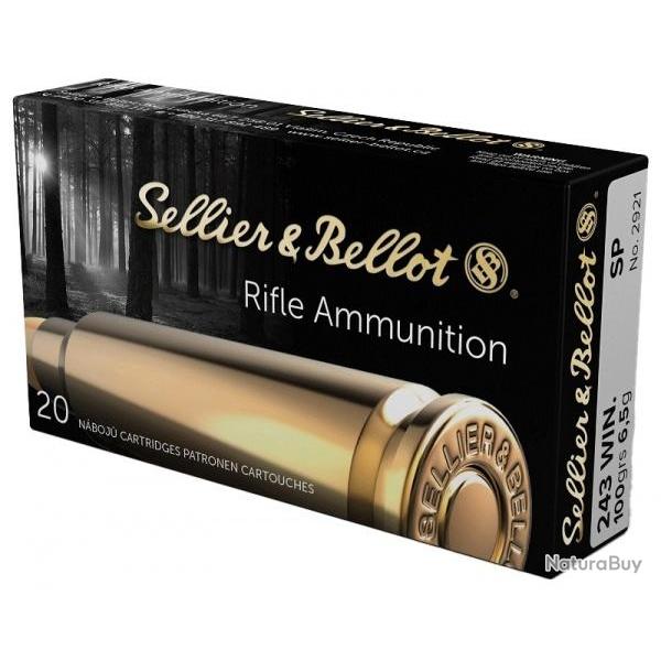 Cartouches Sellier Bellot calibre  243 win 100gr 6.5g SP