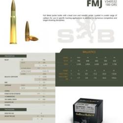 Cartouches Sellier Bellot calibre 303 Britsh FMJ 11.7 gr X50
