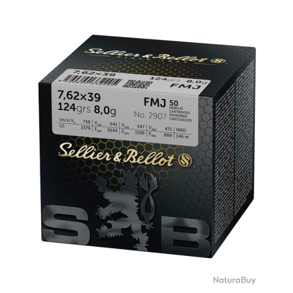 Cartouches Sellier Bellot 7.62X39 FMJ 124 GRS X50