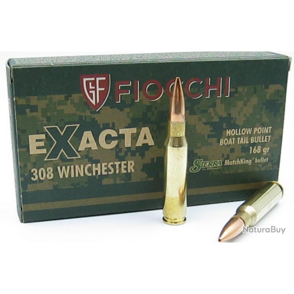 Cartouches Fiocchi exacta calibre 308win 175grs 11,3g