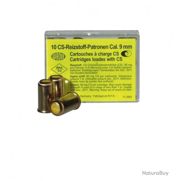 Cartouches � blanc Wadie calibre 9mm R au gaz CS