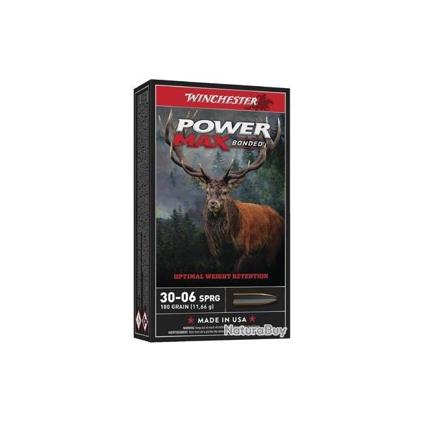 Cartouches Winchester Power Max Bonded calibre 30-06 180grs 11,66g