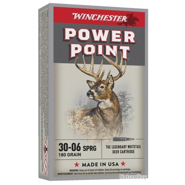 Cartouches Winchester power point calibre 30-06 180grs 11,66g
