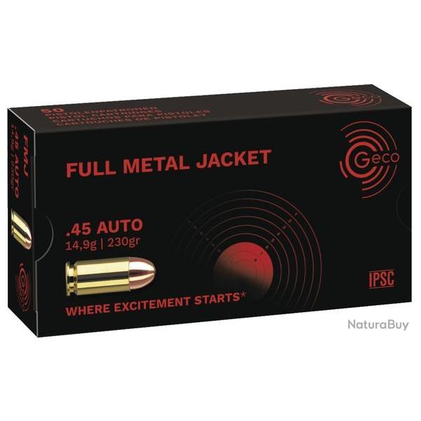 Cartouches Geco Fmj calibre 45 auto 230 gr 14.9g
