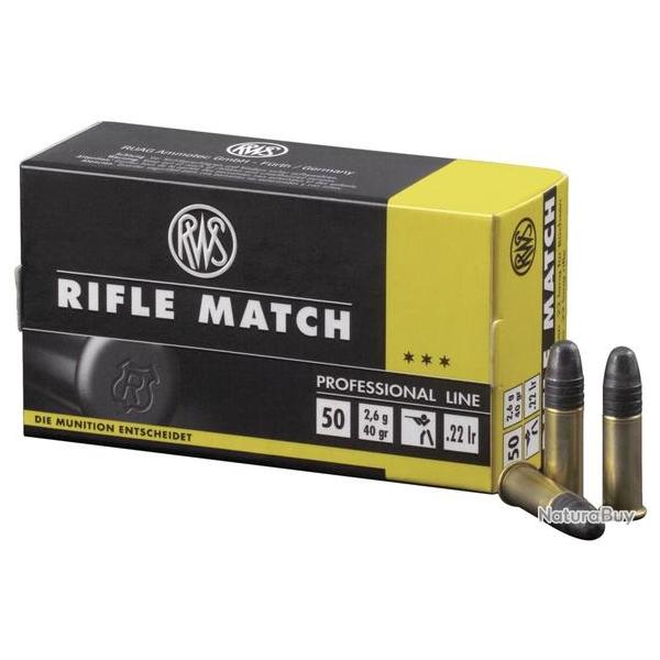 Cartouches RWS Rifle Match 22Lr 40grs