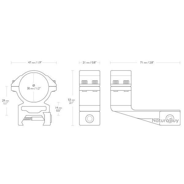 Montage Hawke d�port� extension diam�tre 30mm rail de 11 mm