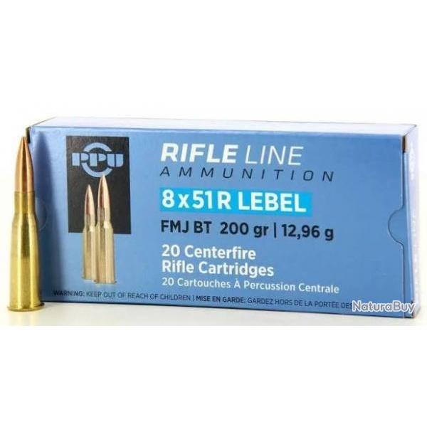 Cartouches Partizan PPU calibre 8X51R Lebel fmj 200grs 12,96g