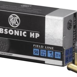 Cartouches Field Line Subsonic HP RWS calibre 22 lr BHSP pointe tronqu&eacute;e 40 grs 2,59 g