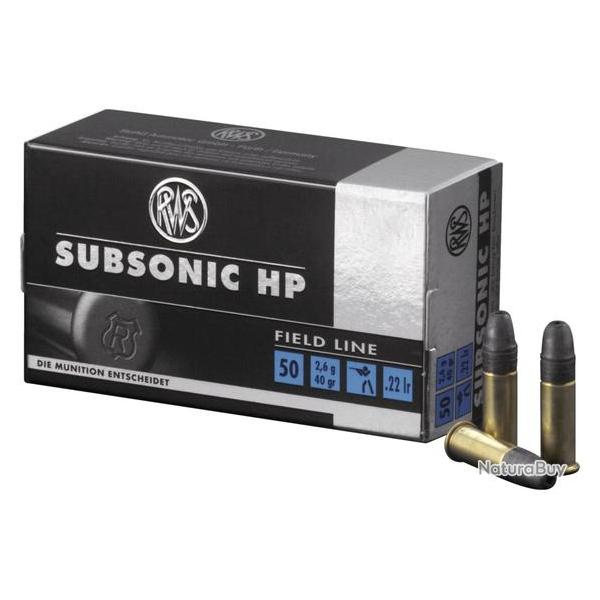 Cartouches Field Line Subsonic HP RWS calibre 22 lr BHSP pointe tronqu�e 40 grs 2,59 g