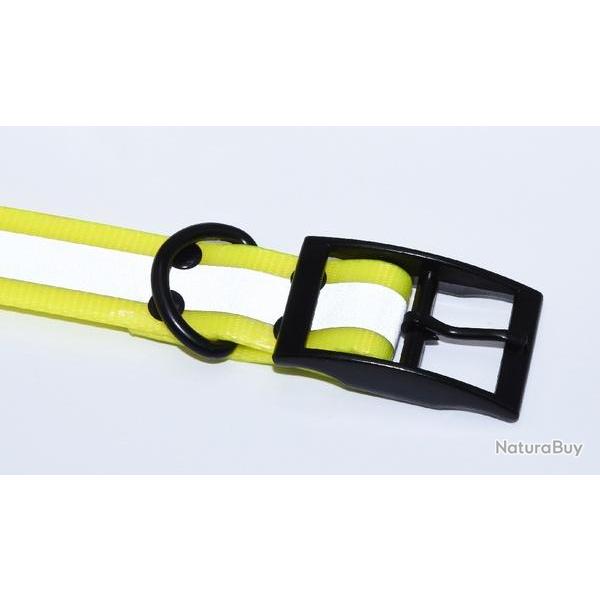Collier pour chien en polyur�thane jaune r�fl�chissant 65cm X 25mm