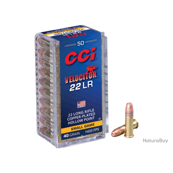 Cartouches CCI Velocitor cal 22 lr 40 gr 2.59g