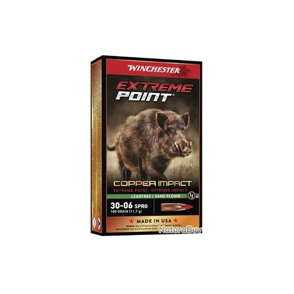 Cartouches Winchester Extreme Point Lead Free cal 30-06 180gr 11.66g boite de 20