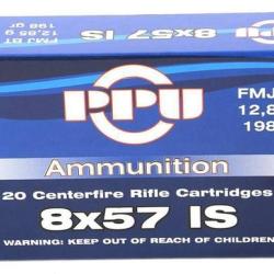 Cartouches PPU cal 8X57 IS FMJ 198gr 12.85g