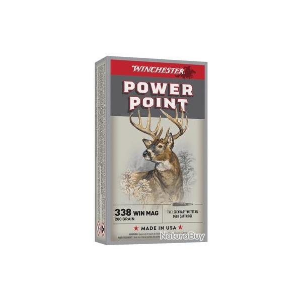 Cartouches Winchester Power Point 338 Win mag 200grs 12.96g