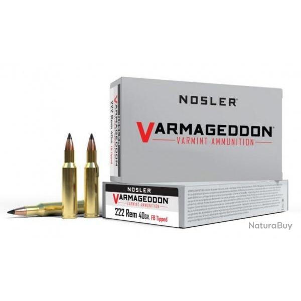 Cartouches NOSLER ARMAGEDDON cal 222 rem 40 gr