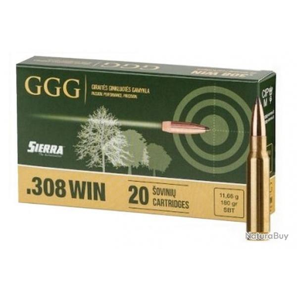 Cartouches GGG cal 308 win 180 gr 11.66g  SBT