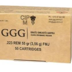 Cartouches GGG fmj cal 223 rem 55 gr boite de 50