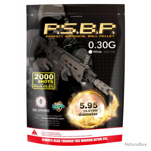 Billes G&amp;G Armement perfect 0.30G 2000 billes couleur grise