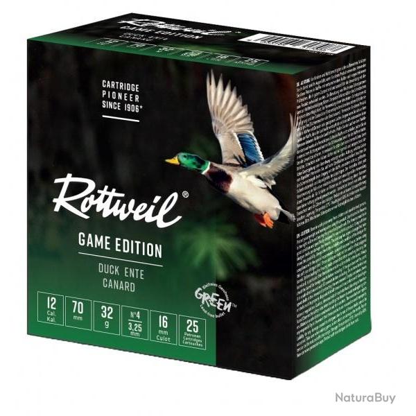 Cartouches de chasse Rottweil Game Edition Steel Canard - 32G - Calibre 12/70