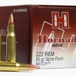 Cartouches Hornady 22 REM 50 gr SP Match