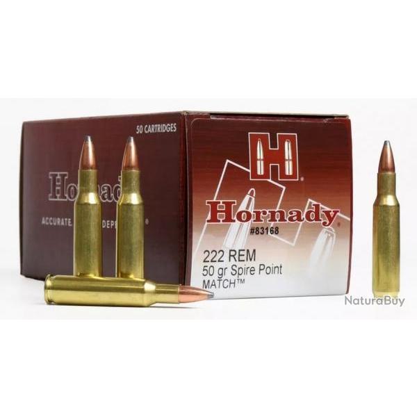 Cartouches Hornady 22 REM 50 gr SP Match