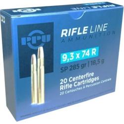 Cartouches PPU Partizan softpoint calibre 9.3x74R 286grs 18.5g