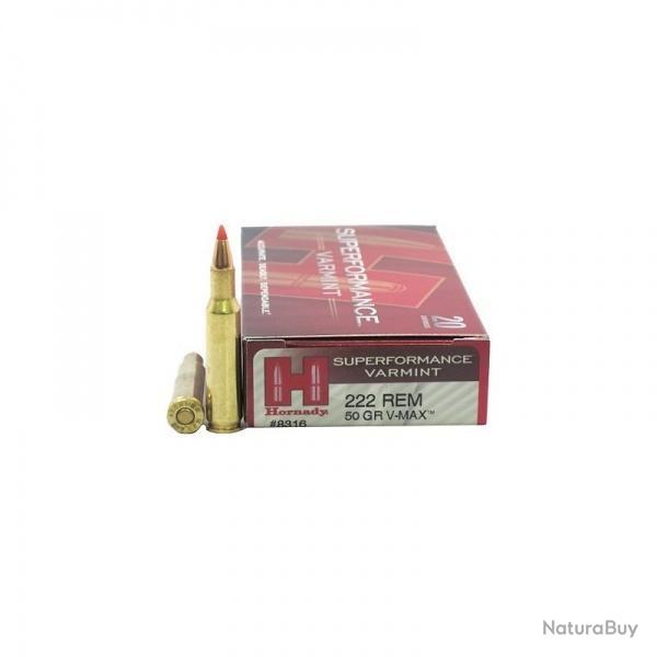 Cartouches Hornady V-Max superformance 222 rem 50grs 3,2g