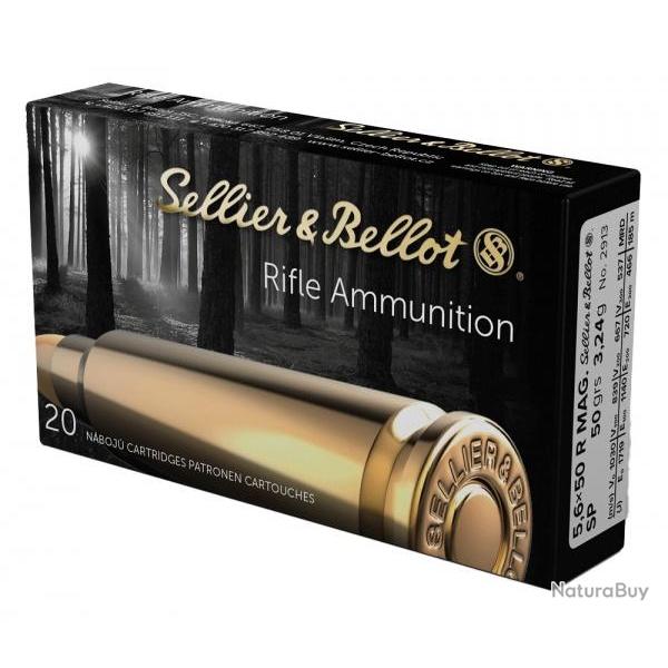Cartouches Sellier Bellot calibre 5,6x50r mag SP 50grs 3,24g