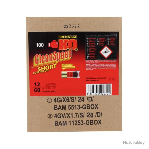 Balles Brenneke Clean Speed Short 12/60 - 28,4g x100