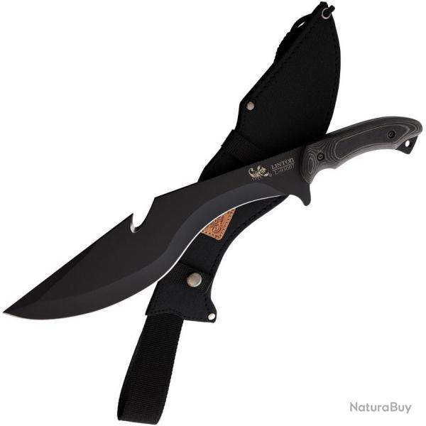 Couteau Linton Cutlery Machete Black Lame Acier Inoxydable Manche Micarta �tui nylon noir L93007