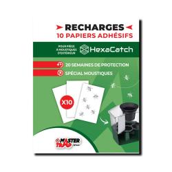 Lot de 10 feuilles adh&eacute;sives pour pi&egrave;ge anti-ponte moustiques Hexacatch