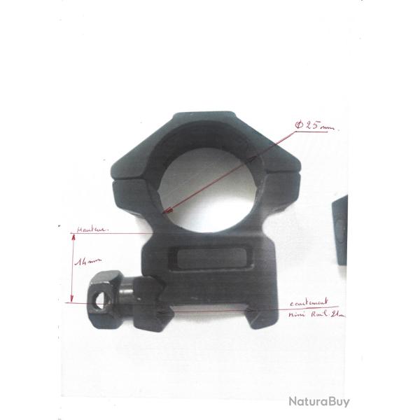 Collier de lunette diam 25mm pour rail 21mm
