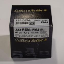 boite de 100 cartouches cal 223 remington 69 grains FMJ, sellier &Bellot