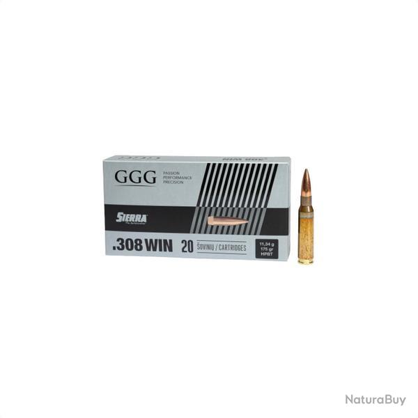Munitions GGG cal 308 Win - 175 grs HPBT Sierra Matchking x 20