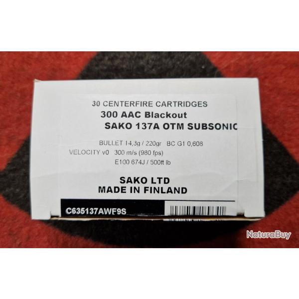 Munitions Sako M-LE cal 300 AAC BLK - 220 grs HPBT Match SUBSO x 30