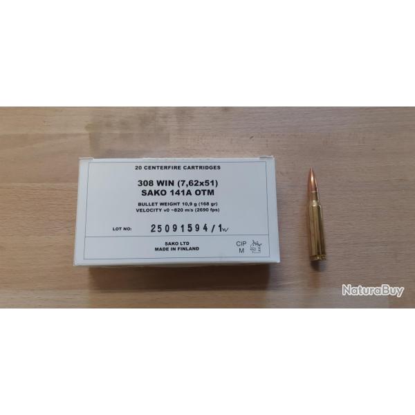 Munitions Sako M-LE cal 308 Win - 175 grs HPBT Match x 20