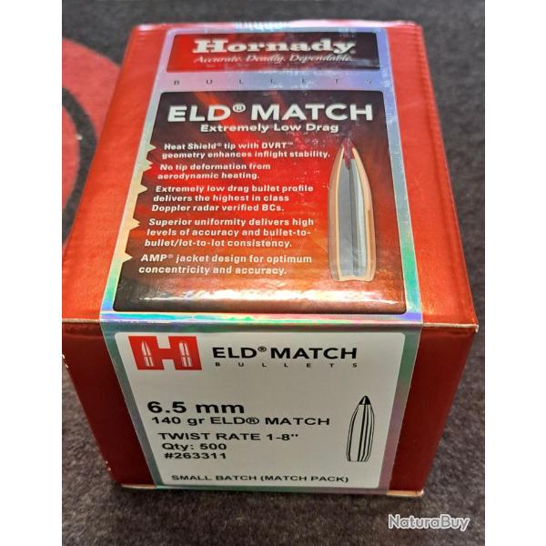 Balles Hornady ELD-Match .264" 140grs x 500