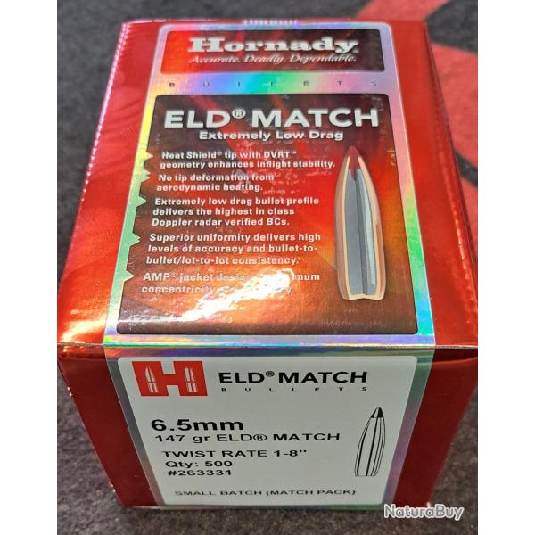 Balles Hornady ELD-Match .264" 147grs x 500