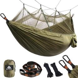 Hamac Ultral&eacute;ger 275x140 cm  Nylon Parachute avec Moustiquaire Charge 300 kg Durable Bivouac