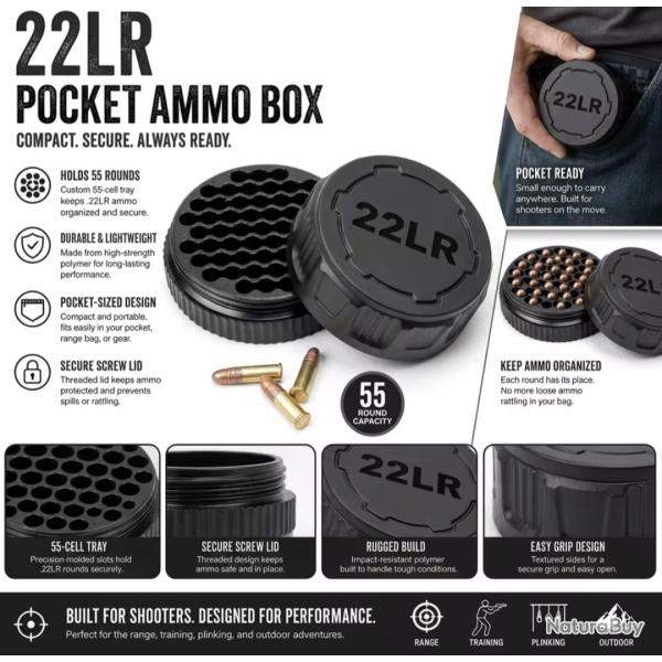 Boite de rangement 22LR noir