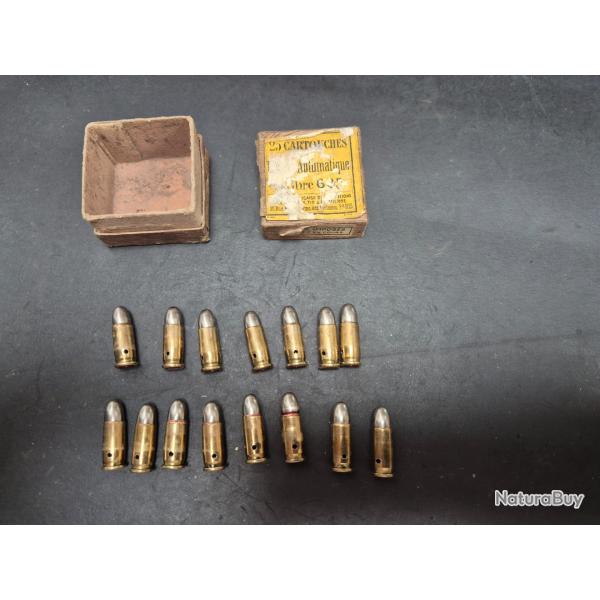 boite et 15 munitions neutralis� calibre 6,35 ou 25 ACP pour Colt Pocket, FN Baby