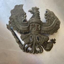 PLAQUE DE CASQUE A POINTE PRUSSIEN MODELE 1895 EN LAITON AIGLE MIT GOTT FUR KOENING UND WATERLAND