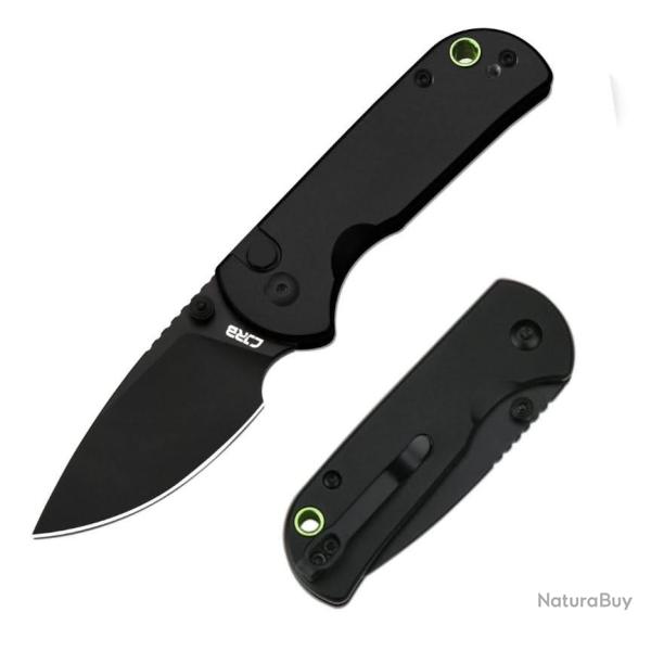 CJRB J1934-BBK - Couteau pliant Mica, lame AR-RPM9 noire et manche aluminium noir