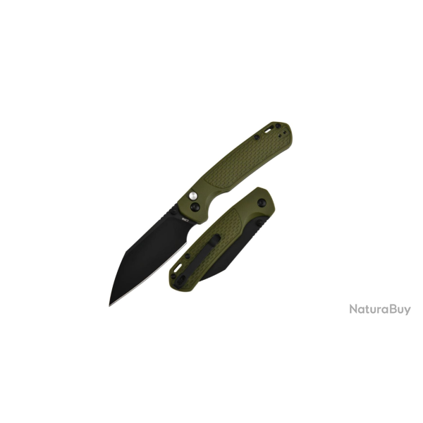 CJRB J1945-BGN - Couteau pliant Pyrite Light, lame noire et manche kaki FRN